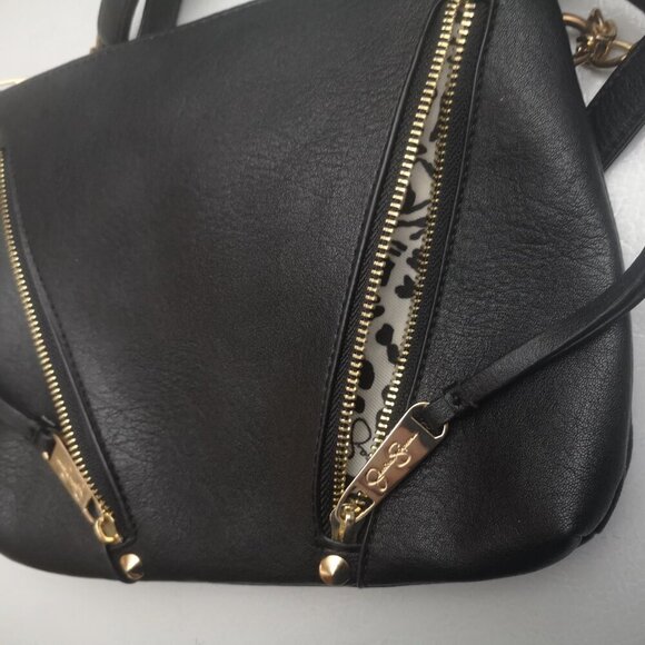 Jessica Simpson Black with Gold Tone Accents Faux Leather Crossbody Bag - Picture 7 of 10